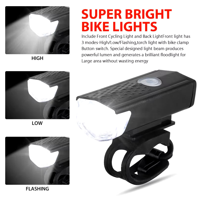 Bike Light Set Bicycle Headlight Taillight USB Rechargeable MTB Bike Front Rear Lamp Set Cycling Flashlight Bicycle Accessories