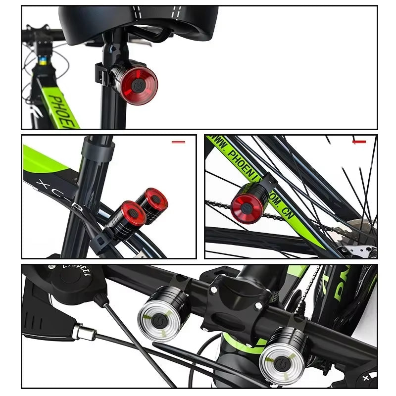 Bike Front Rear Light High Brightness Bicycle Headlight Mtb Taillight LED Light Set Night Riding Warning Lamp Cycling Parts