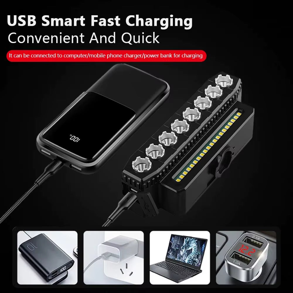 5/8 LED Bicycle Front Light USB Rechargeable 130Db Cycling Bike Horn Easy to Install 6 Modes Bicycle Bell Light