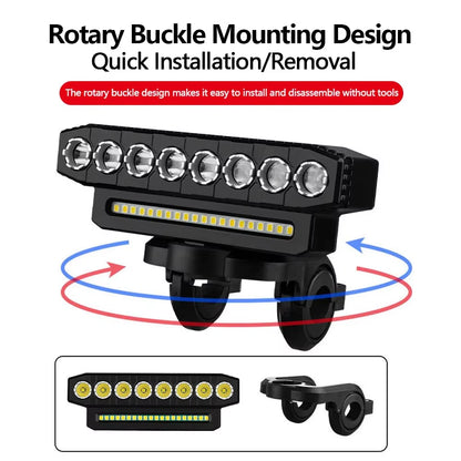 5/8 LED Bicycle Front Light USB Rechargeable 130Db Cycling Bike Horn Easy to Install 6 Modes Bicycle Bell Light