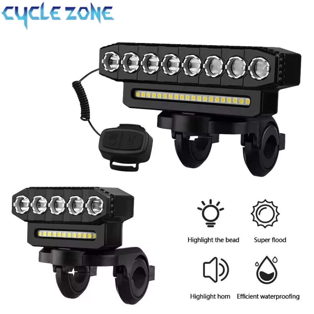 5/8 LED Bicycle Front Light USB Rechargeable 130Db Cycling Bike Horn Easy to Install 6 Modes Bicycle Bell Light